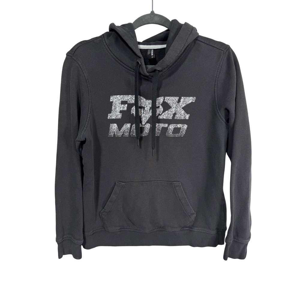 Fox Racing Moto Hoodie Women's Medium Gray Y2K Streetwear Graphic Pullover